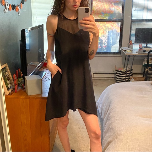 Madewell Asymmetric Dress with Mesh Detail - Picture 1 of 4